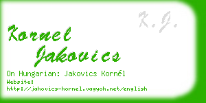 kornel jakovics business card