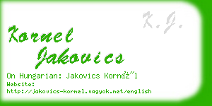 kornel jakovics business card